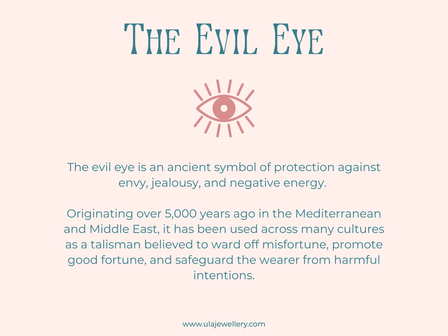 Ula Jewellery evil eye symbology infographic