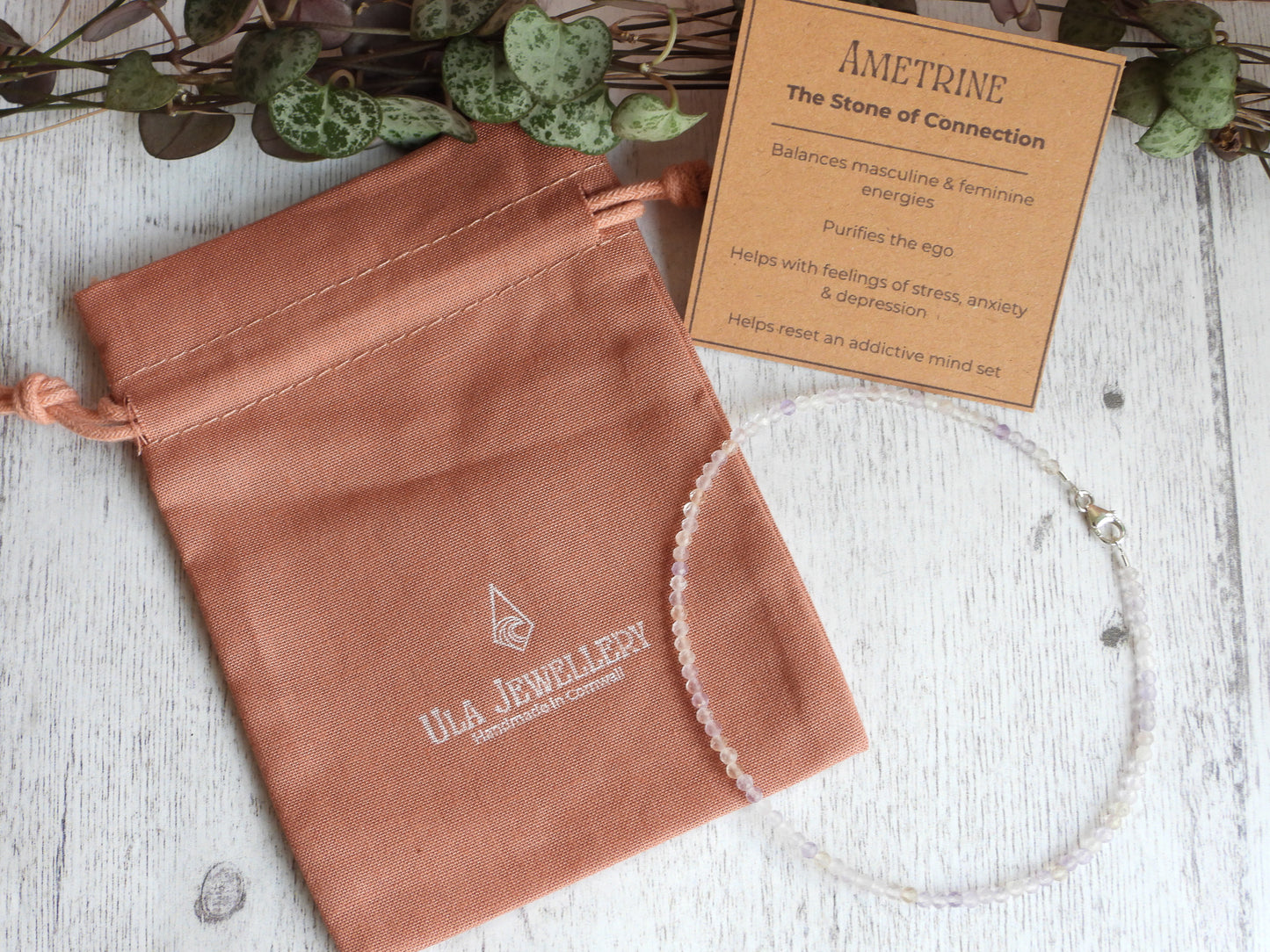 Dainty Ametrine "Balance & Connection" Gemstone Anklet | Faceted Beads