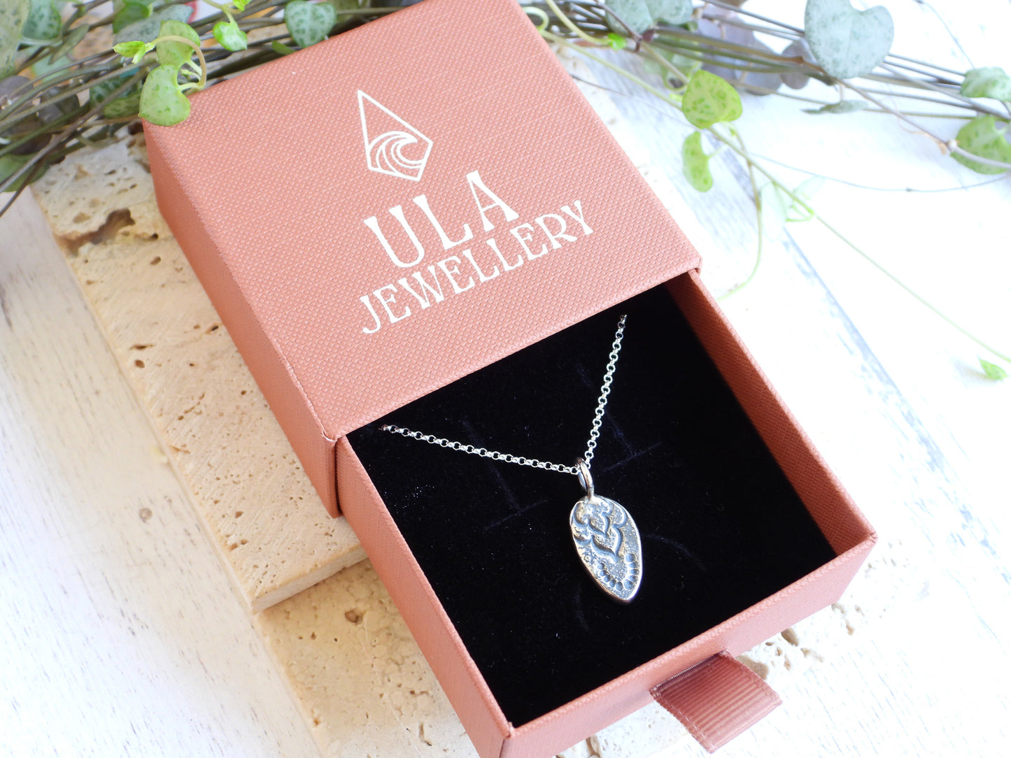 Rustic Tear Drop Mandala Necklace | Recycled Silver 925