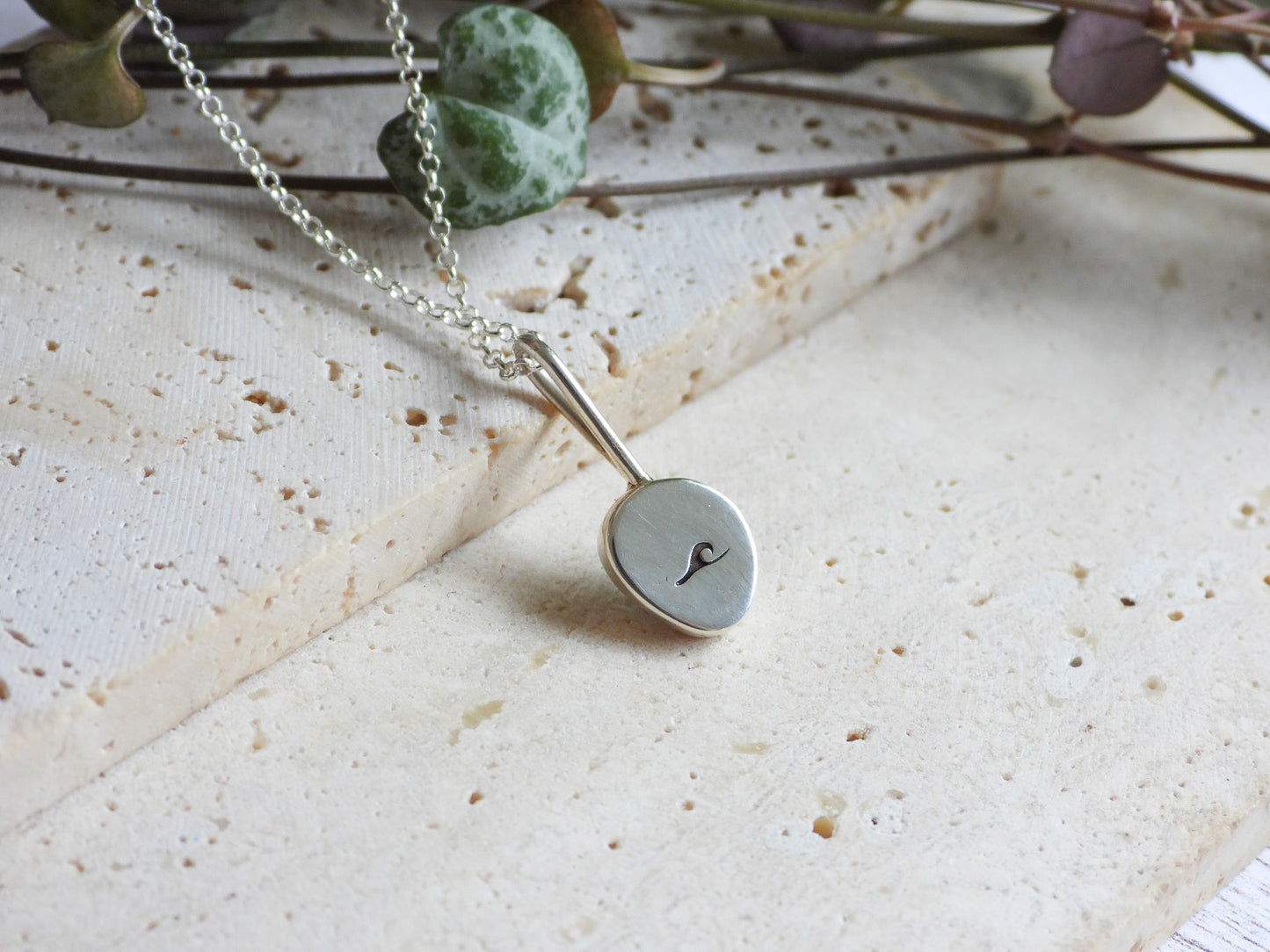 Dainty Larimar & Wave Charm Necklace | Morvoren Collection