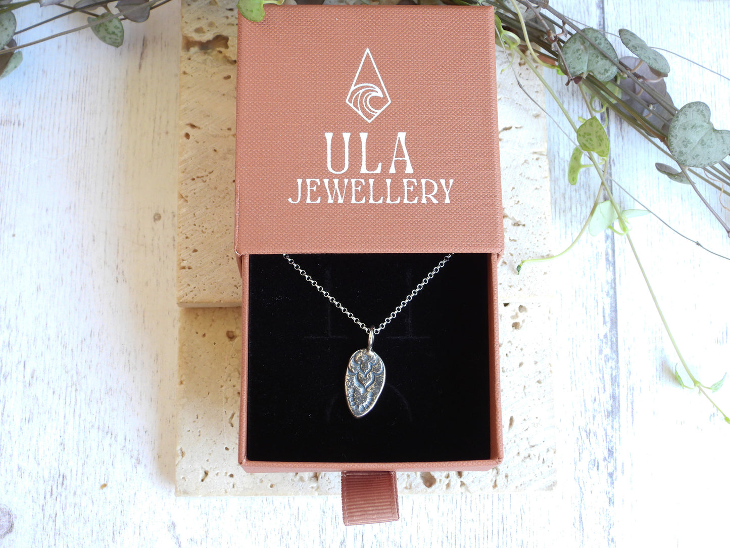 Rustic Tear Drop Mandala Necklace | Recycled Silver 925