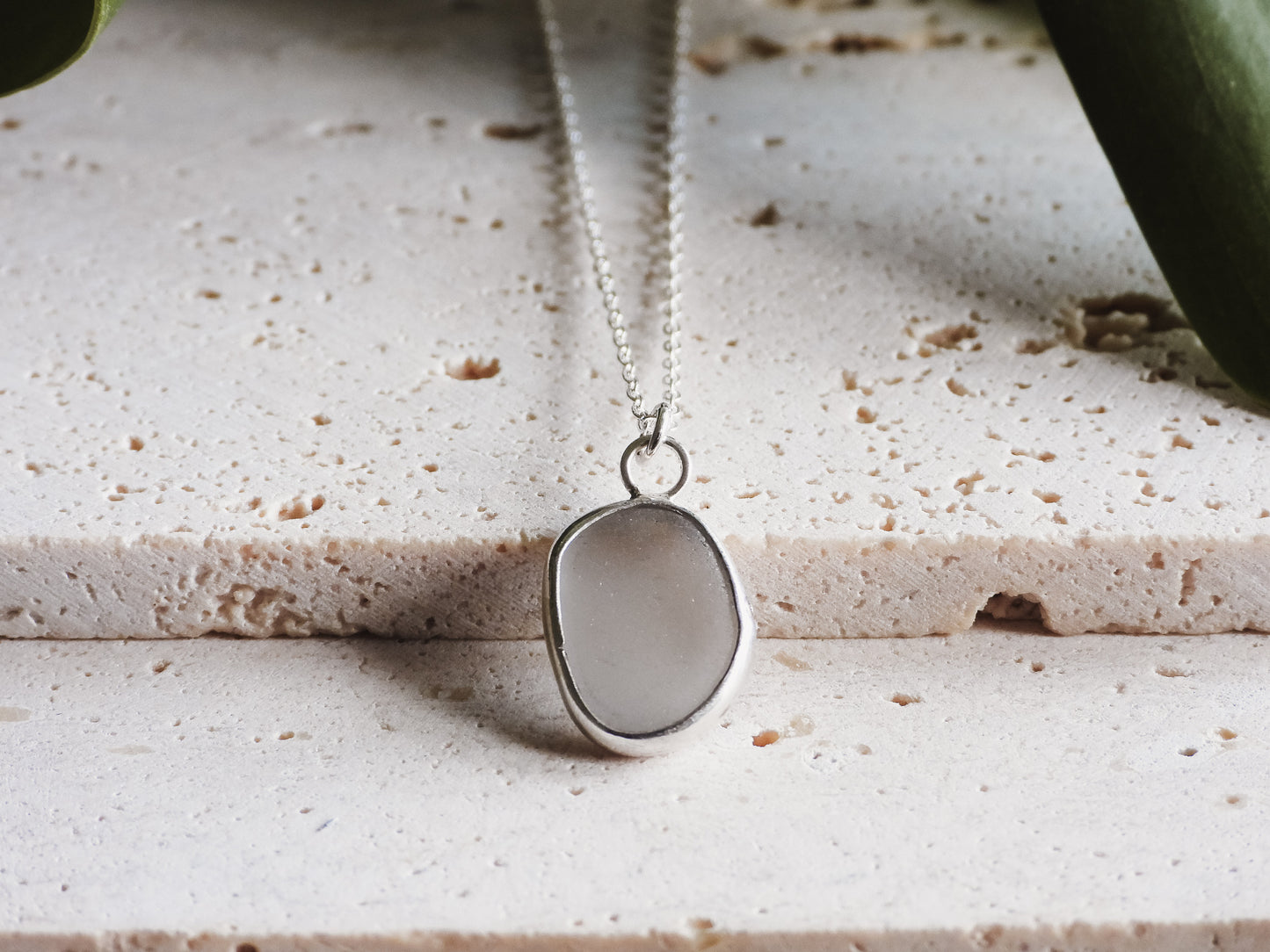 beachy boho dainty seaglass layering necklace