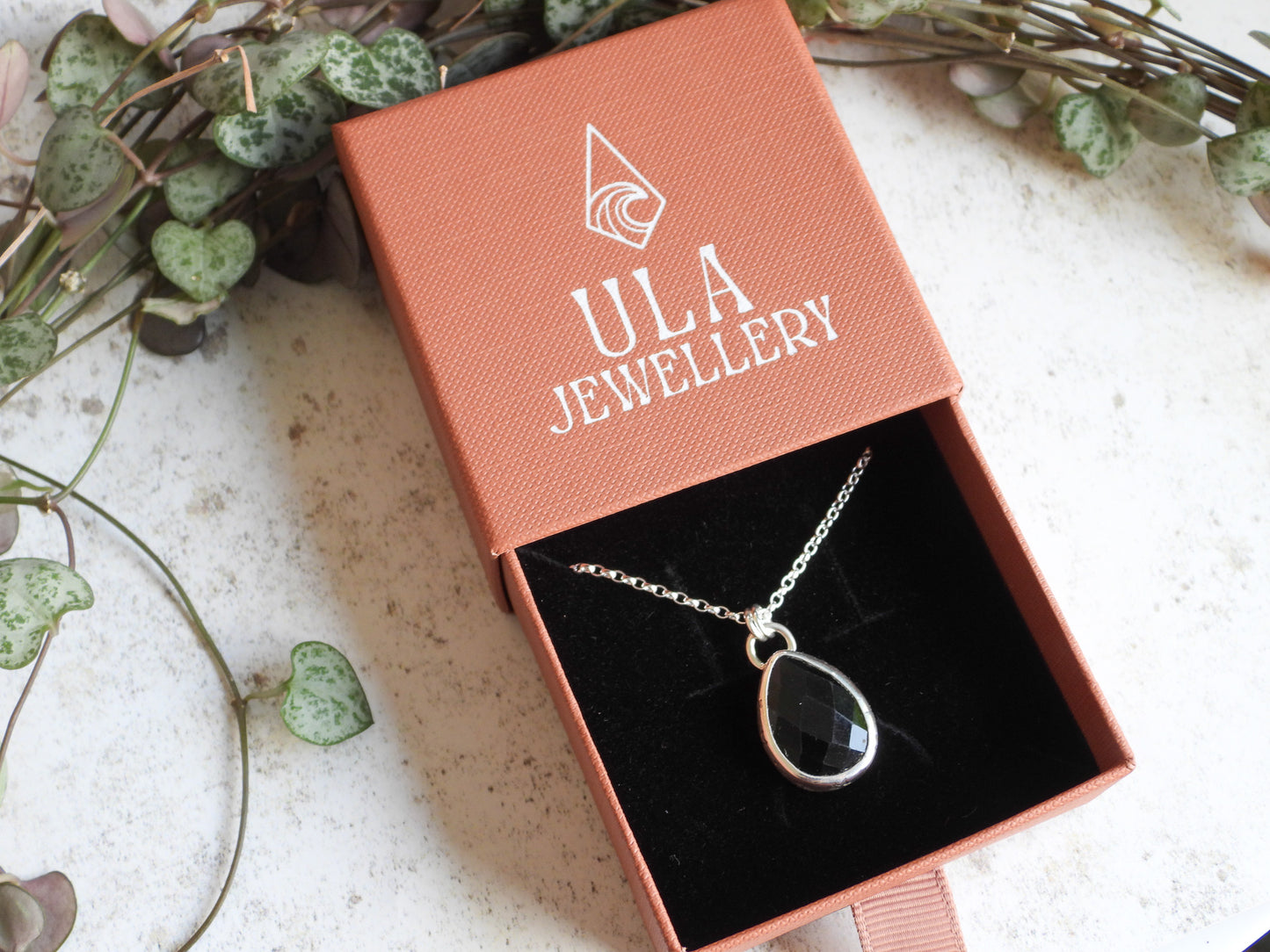 Celestial "Steren" Black Tourmaline Charm Necklace | Stone of Protection | October Birthstone