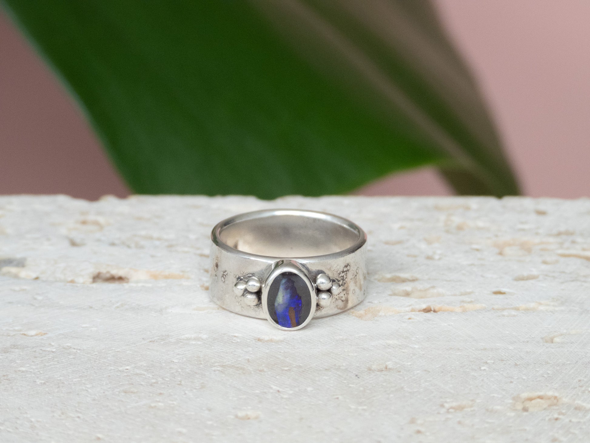 unique boulder opal ring chunky
