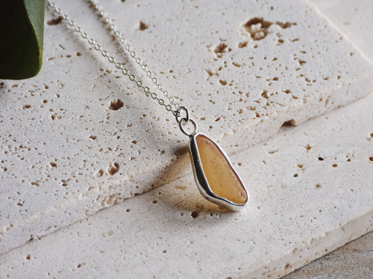 dainty orange cornish seaglass charm necklace