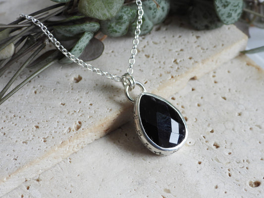 Celestial "Steren" Black Tourmaline Charm Necklace | Stone of Protection | October Birthstone