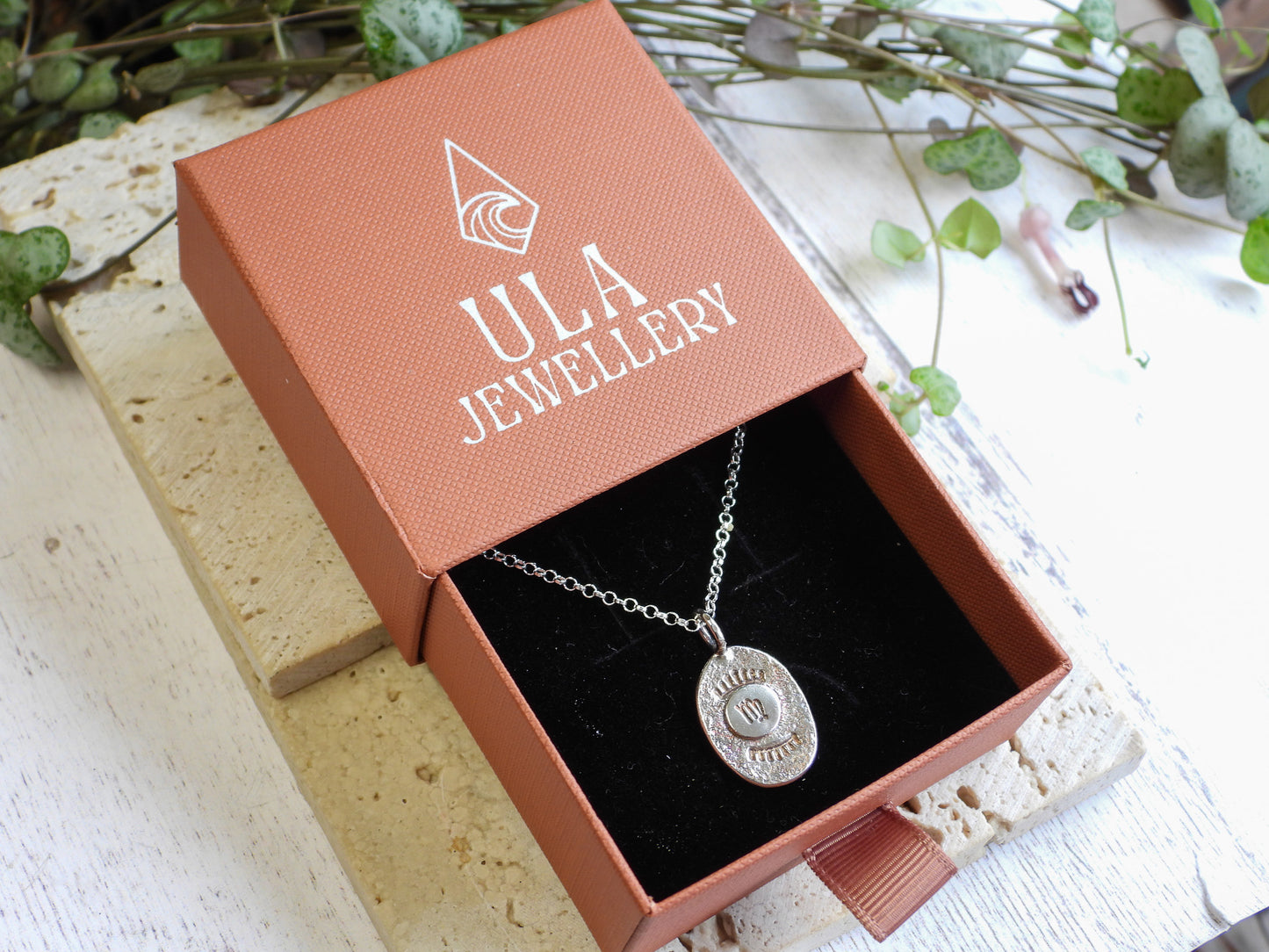 Boho Virgo Star Sign Charm Necklace | Recycled Silver 925
