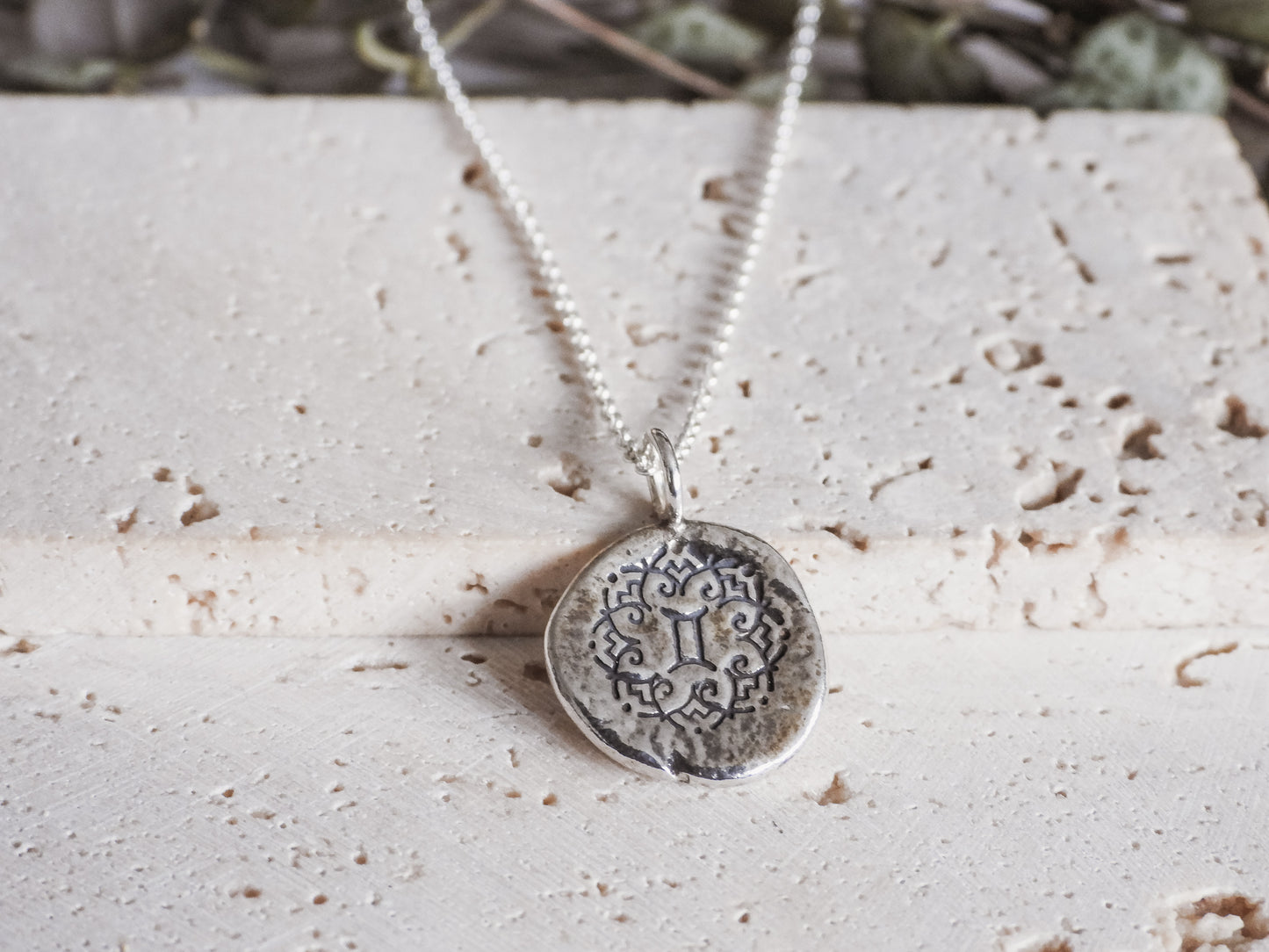 zodiac gemini symbol boho style necklace
