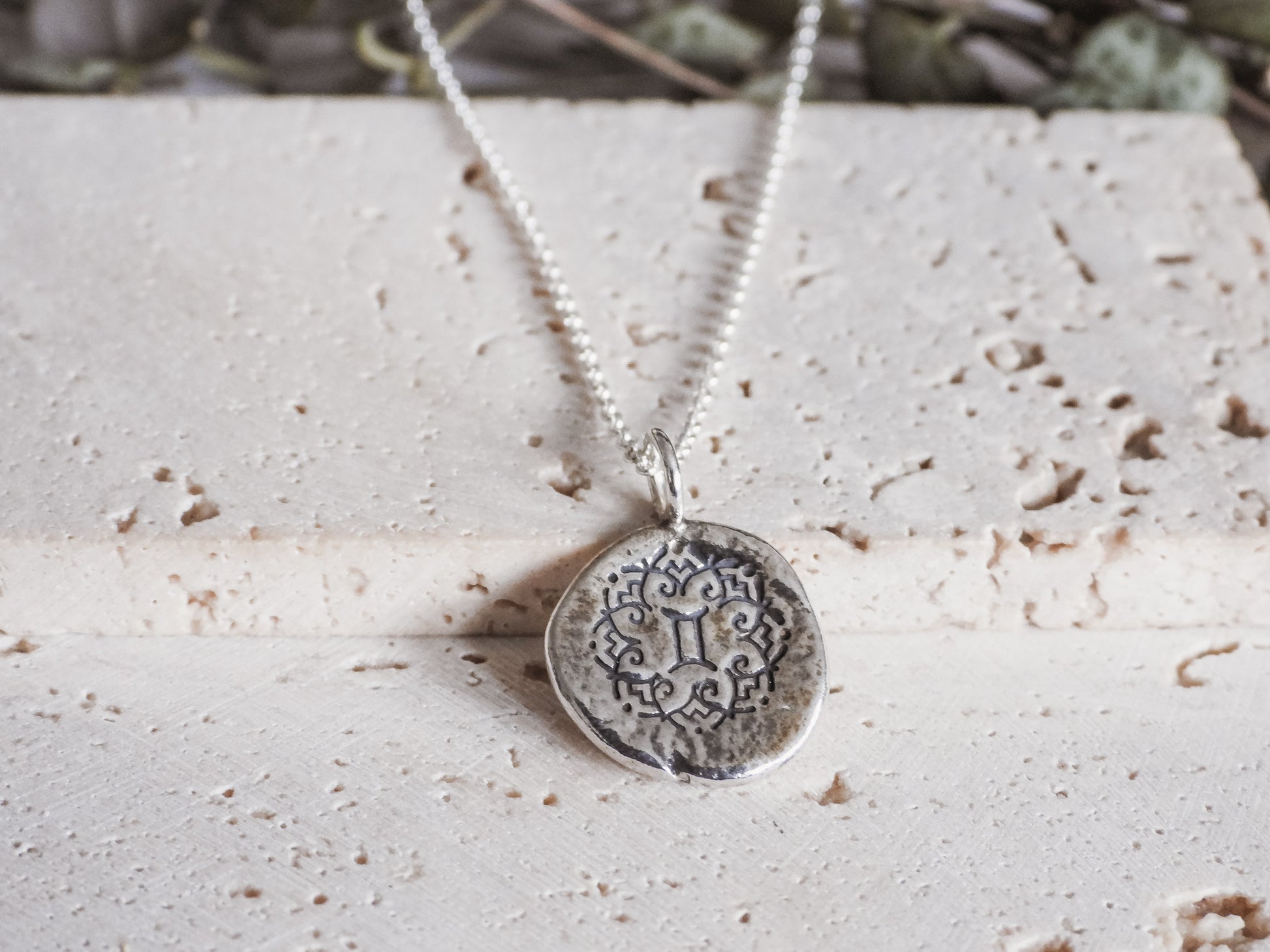 zodiac gemini symbol boho style necklace