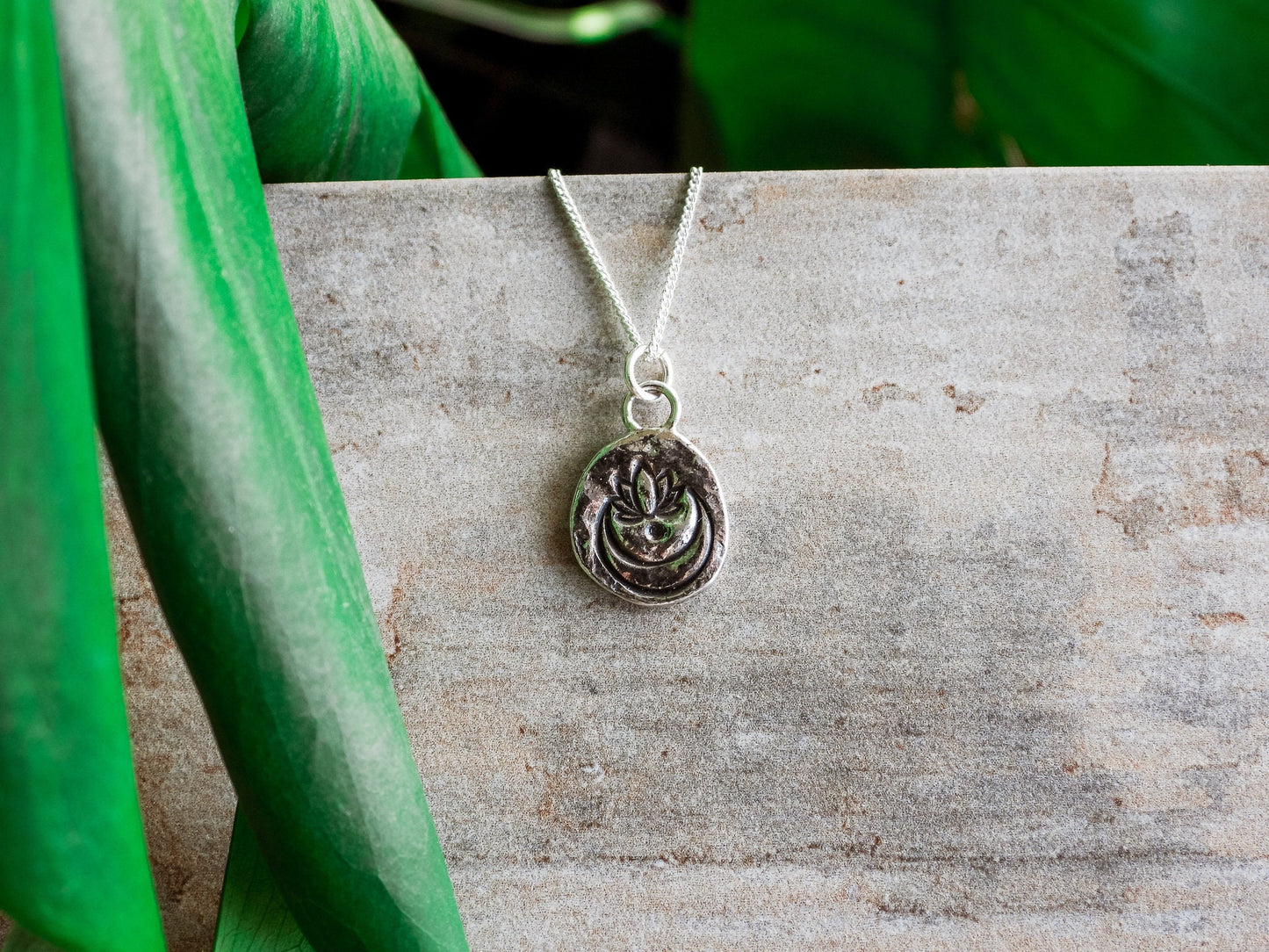 Boho Style Lotus Moon Necklace