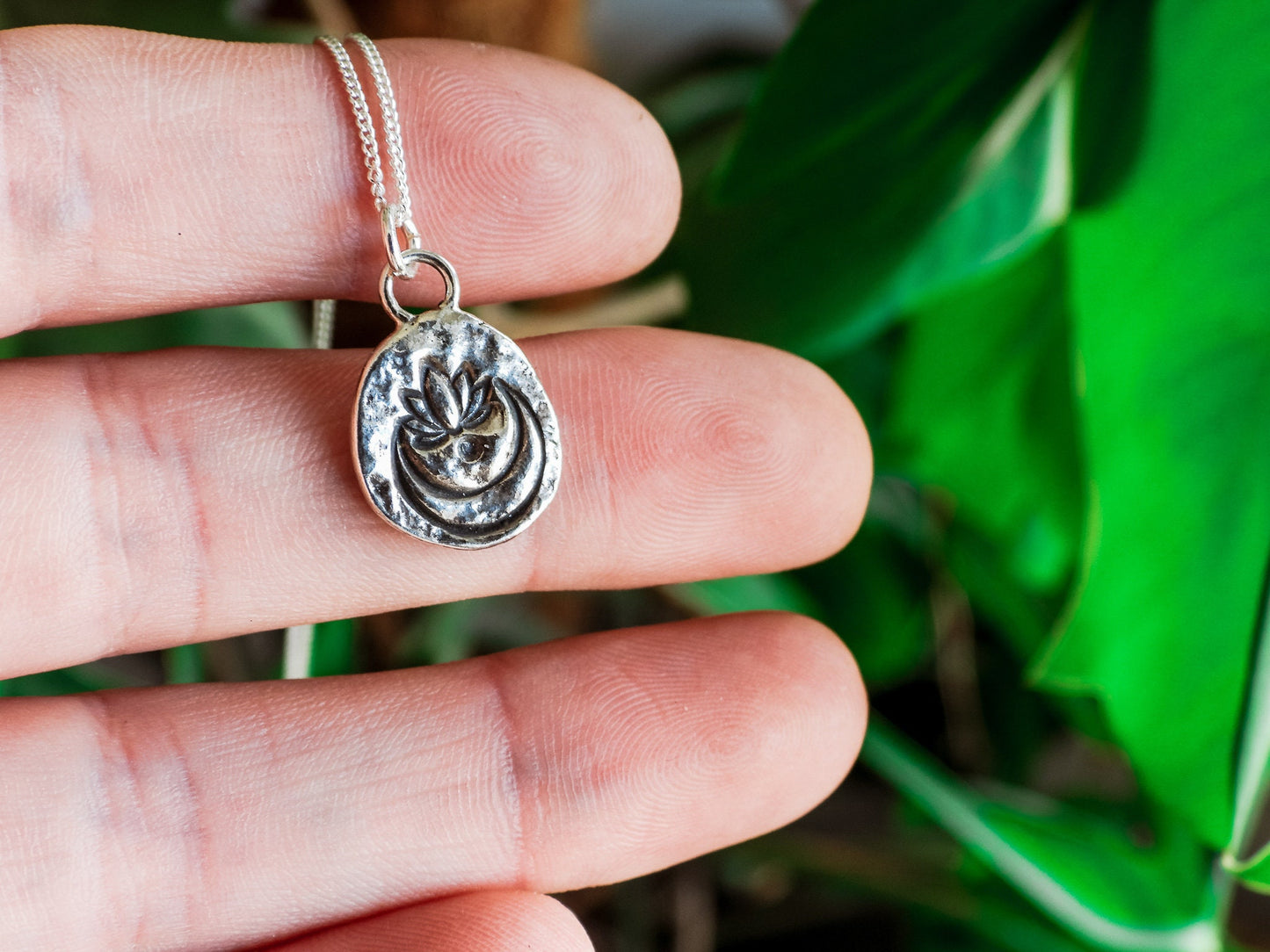 Boho Style Lotus Moon Necklace