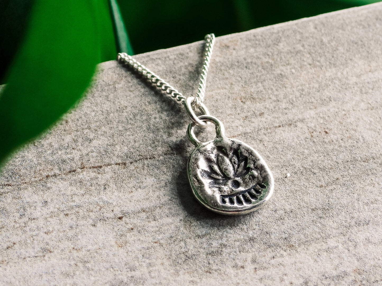 Rustic Lotus Flower Silver Coin Necklace | Self Growth