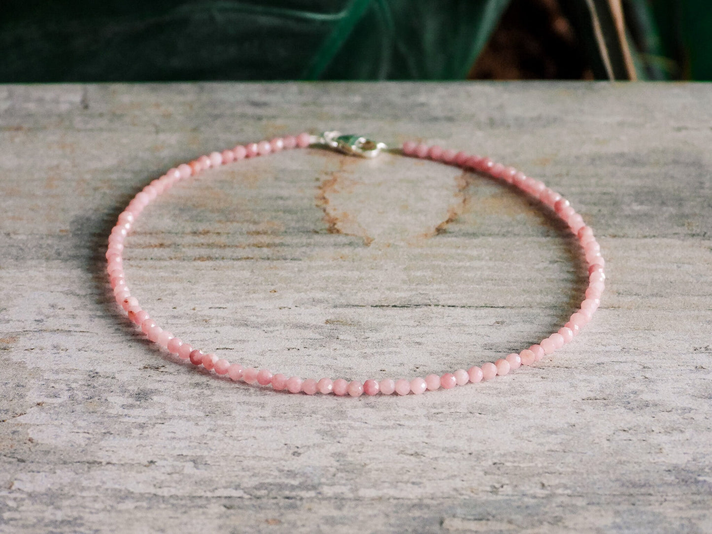 Dainty Rhodochrosite "Compassion" Gemstone Anklet