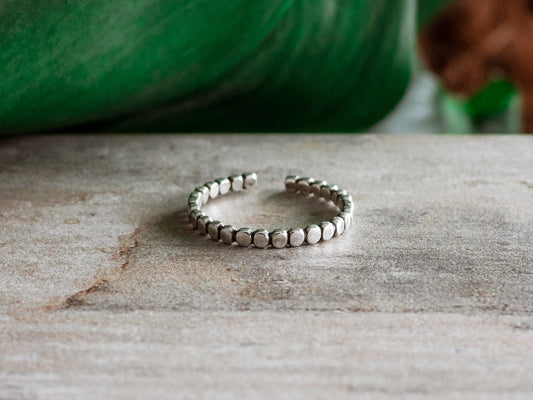 Silver Adjustable Midi / Toe Ring | Beaded