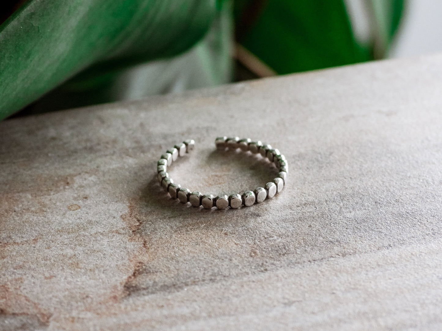 Silver Adjustable Midi / Toe Ring | Beaded