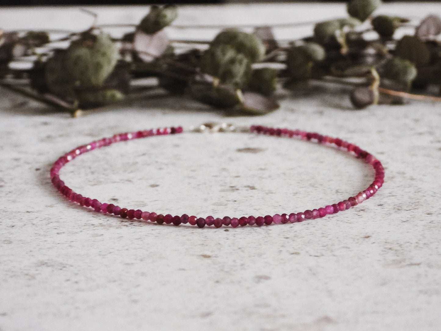 Dainty Ruby "Prophecy" Gemstone Anklet | July Birthstone