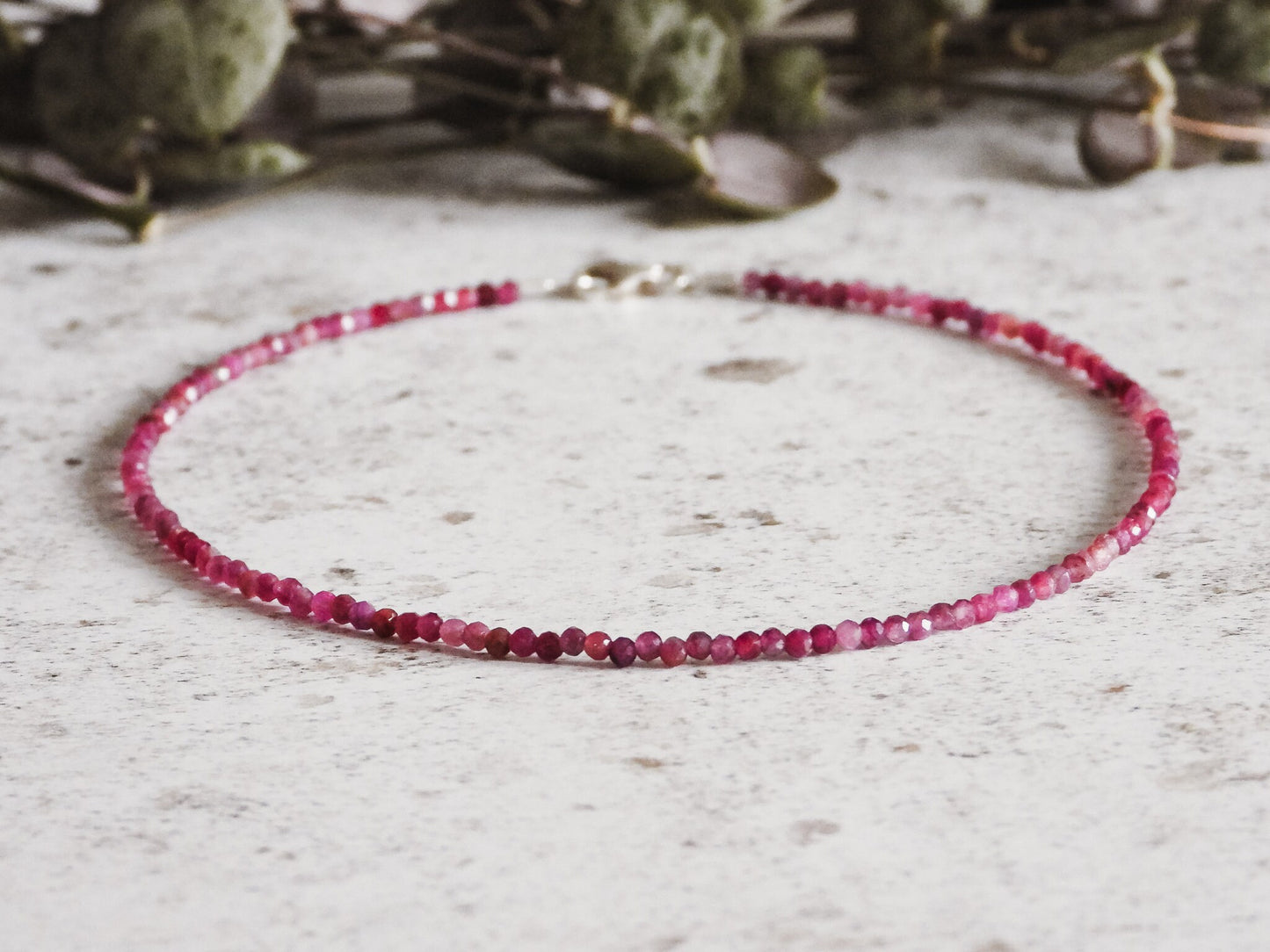 Dainty Ruby "Prophecy" Gemstone Anklet | July Birthstone