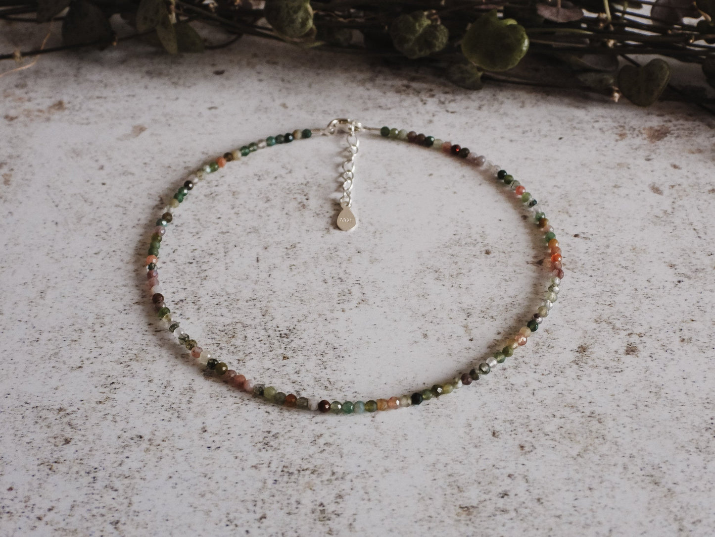 Dainty Indian Agate "Eternity" Gemstone Anklet