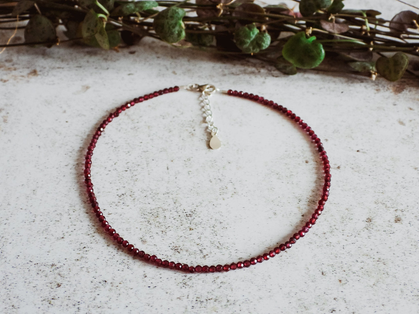 Dainty Garnet "Trust & Friendship" Gemstone Anklet | January Birthstone
