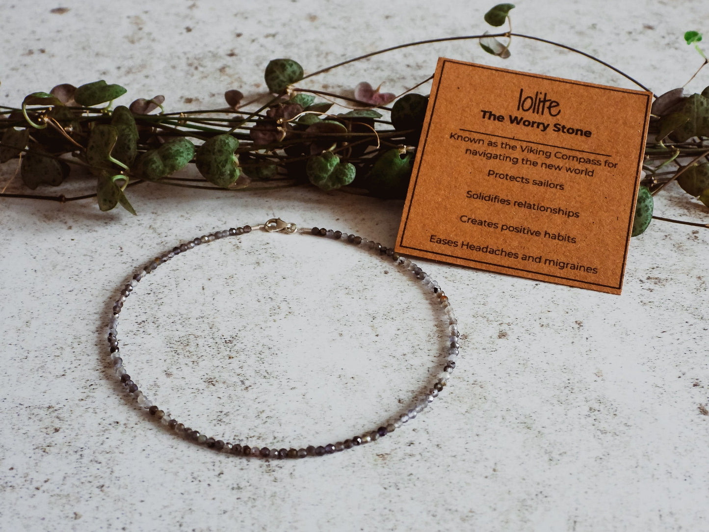 Dainty Iolite "Worry" Gemstone Anklet | The Viking Compass