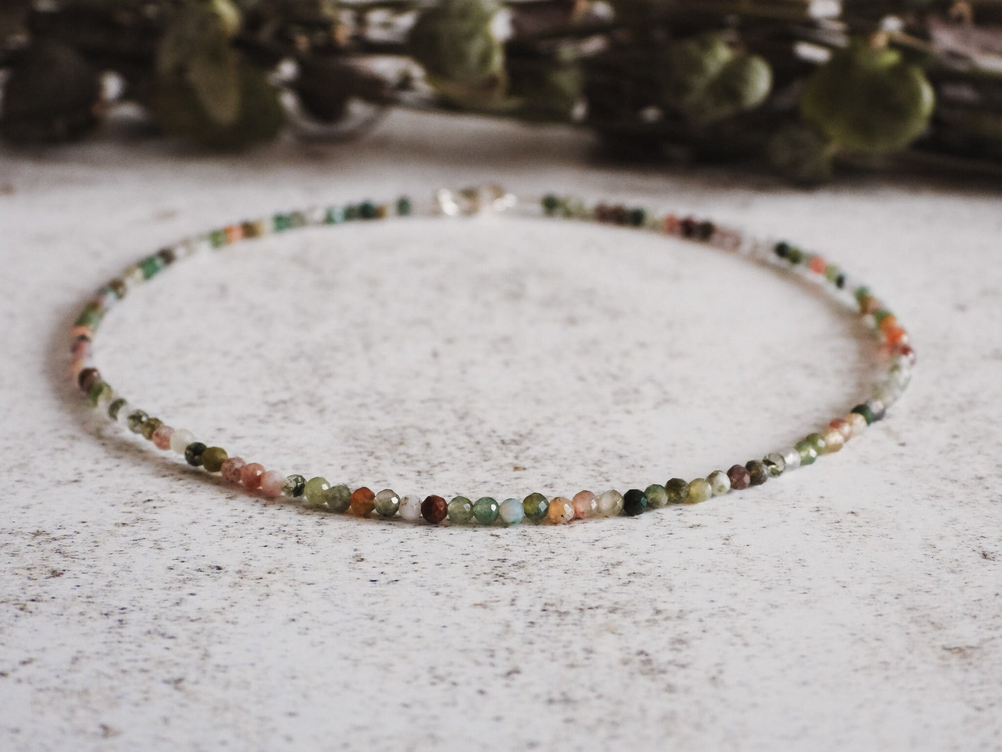 Dainty Indian Agate "Eternity" Gemstone Anklet