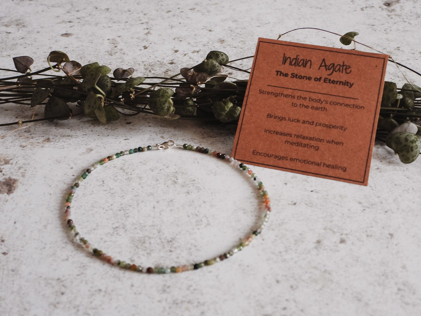 Dainty Indian Agate "Eternity" Gemstone Anklet