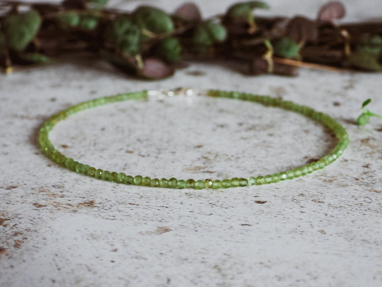 Dainty Peridot  "Compassion" Gemstone Anklet | August Birthstone