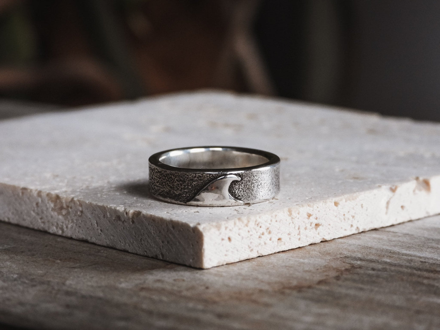 Custom Made Rustic Wave Ring