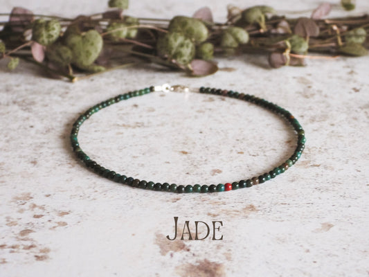 Dainty Jade "Harmony" Gemstone Anklet | Round Beads