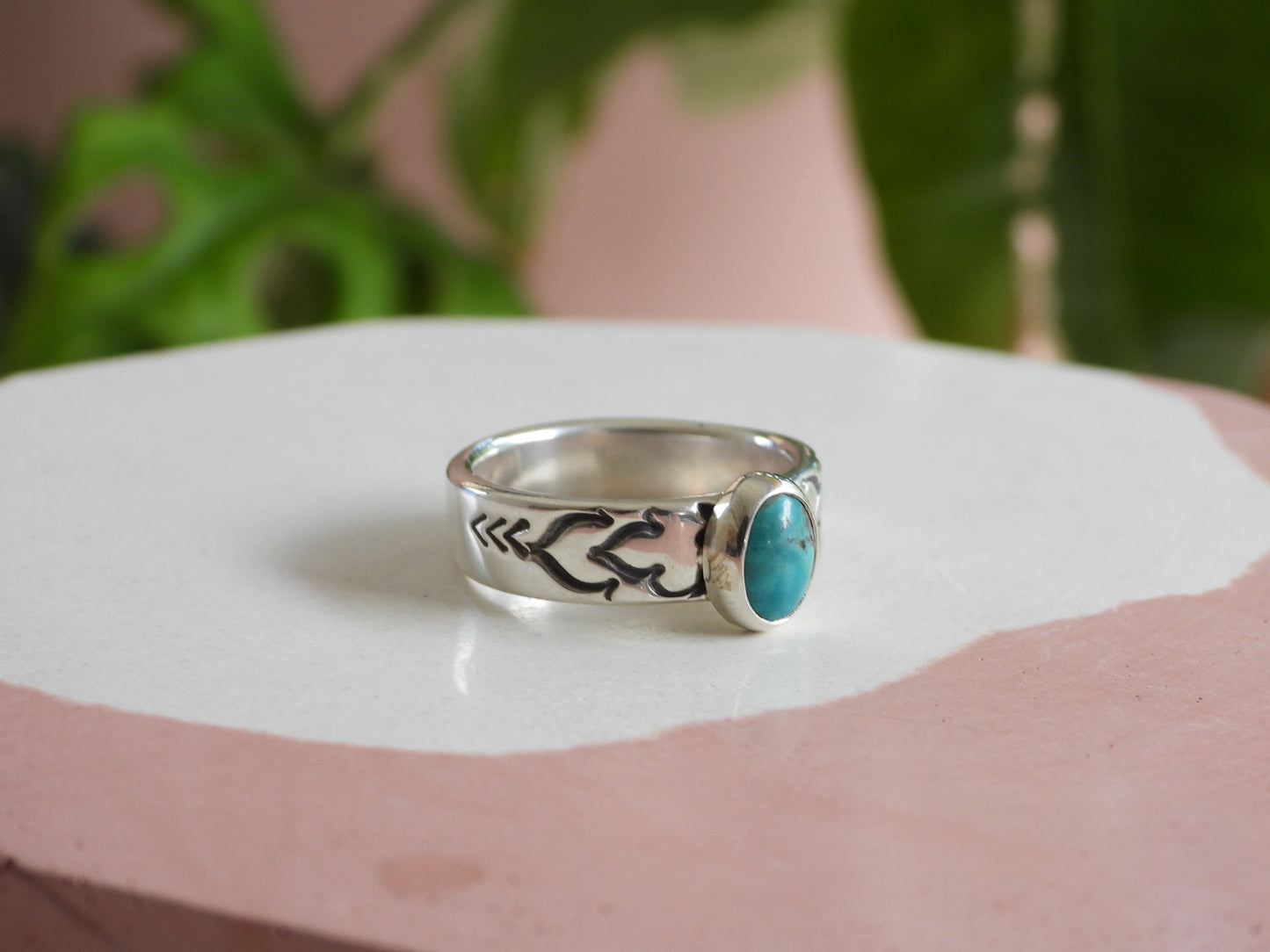 Turquoise Mandala Ring | Recycled Silver 925 | Size O