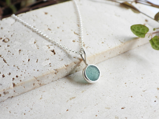 Marazion Seaglass "Bubble" Charm Necklace | Recycled Silver 925