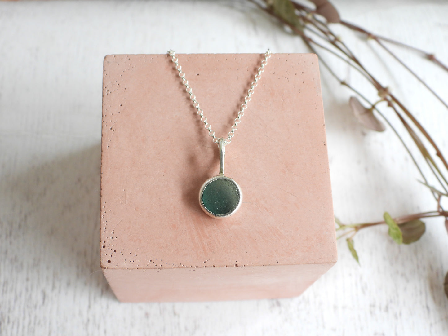 Marazion Seaglass "Bubble" Charm Necklace | Recycled Silver 925