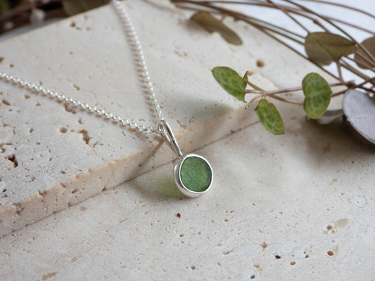 Portreath Seaglass "Bubble" Charm Necklace | Recycled Silver 925