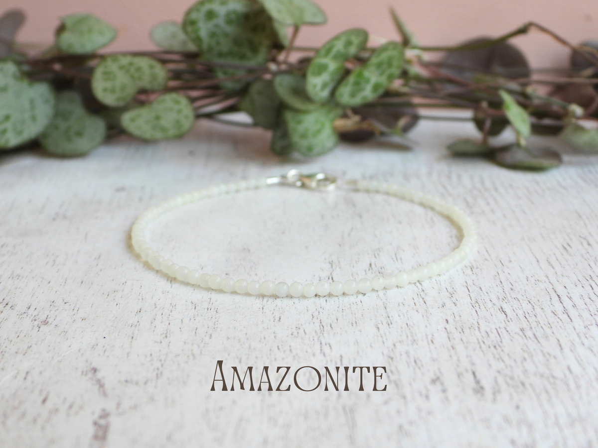 Dainty Amazonite Gemstone Bracelet | Sterling Silver | Handmade