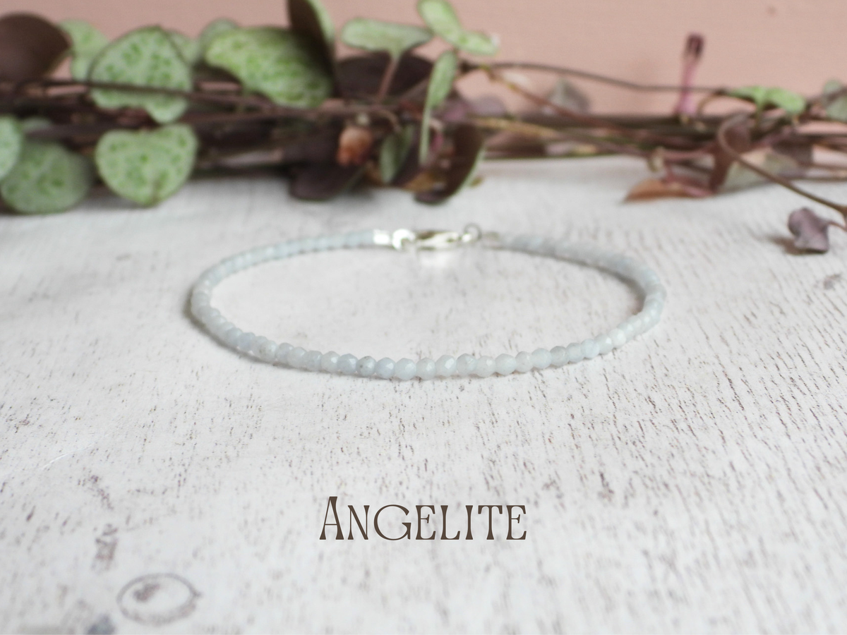 Dainty Gemstone Angelite  Bracelet | Sterling Silver | Handmade