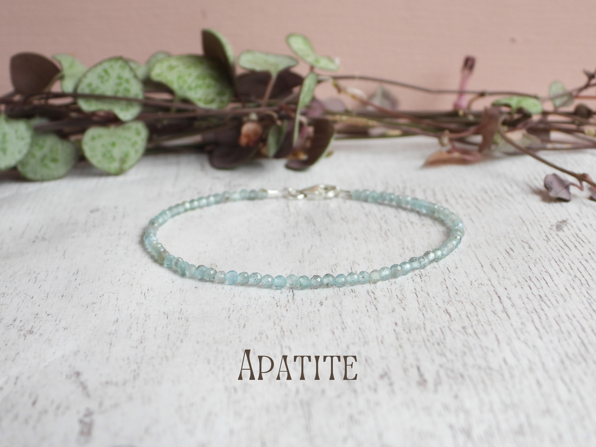 Dainty Gemstone Apatite Bracelet | Sterling Silver | Handmade