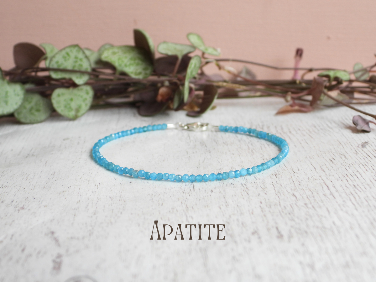 Dainty Gemstone Neon Apatite Bracelet | Sterling Silver | Handmade