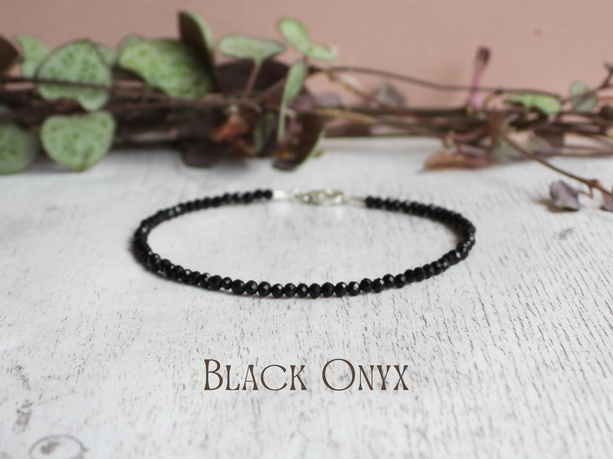 Dainty Onyx Gemstone Bracelet | Sterling Silver | Handmade