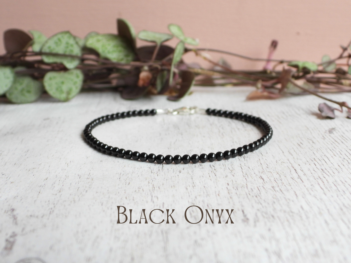 Dainty Onyx Gemstone Bracelet | Sterling Silver | Handmade