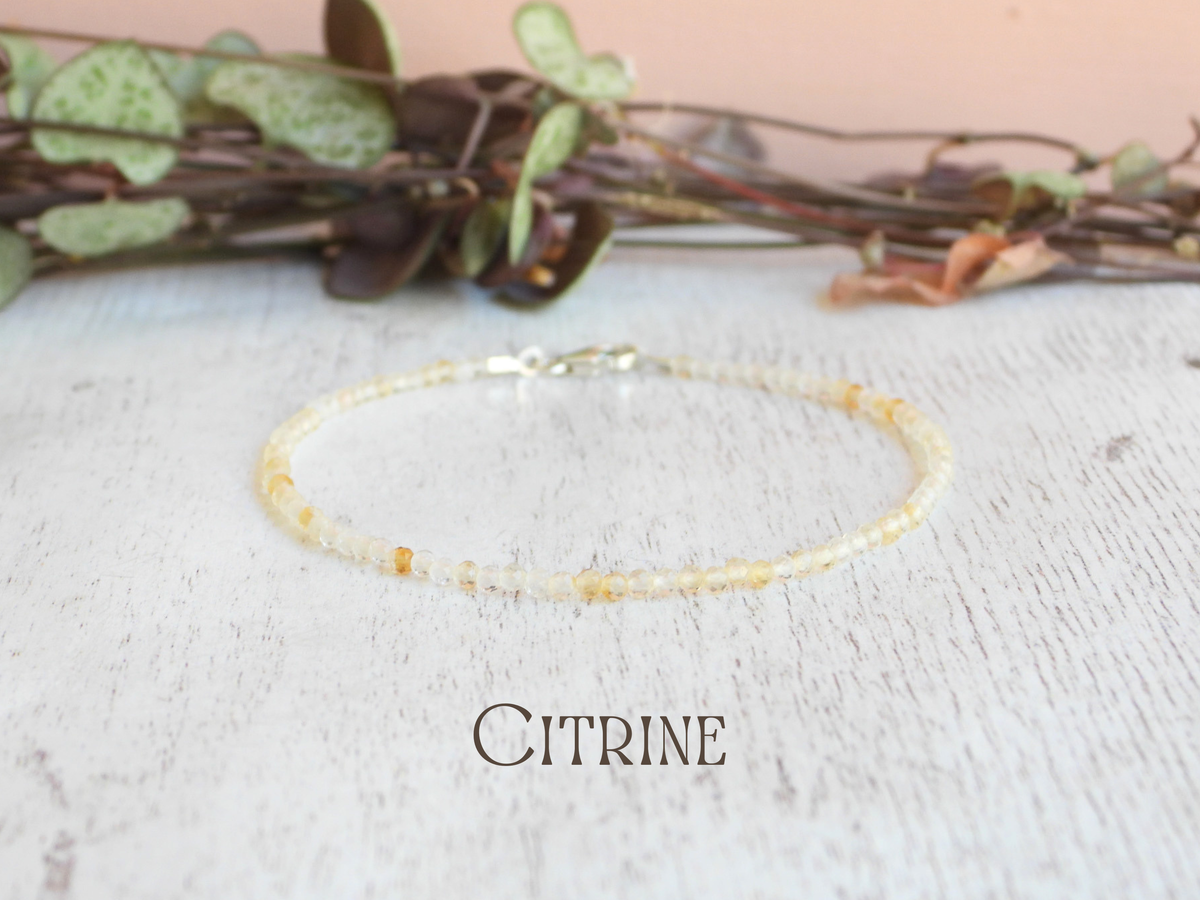 Dainty Citrine Gemstone Bracelet | Sterling Silver | Handmade