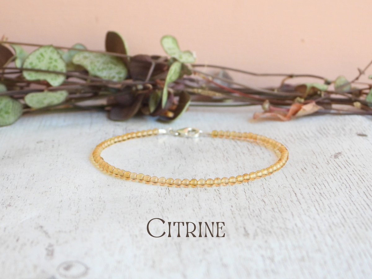 Dainty Citrine Gemstone Bracelet | Sterling Silver | Handmade