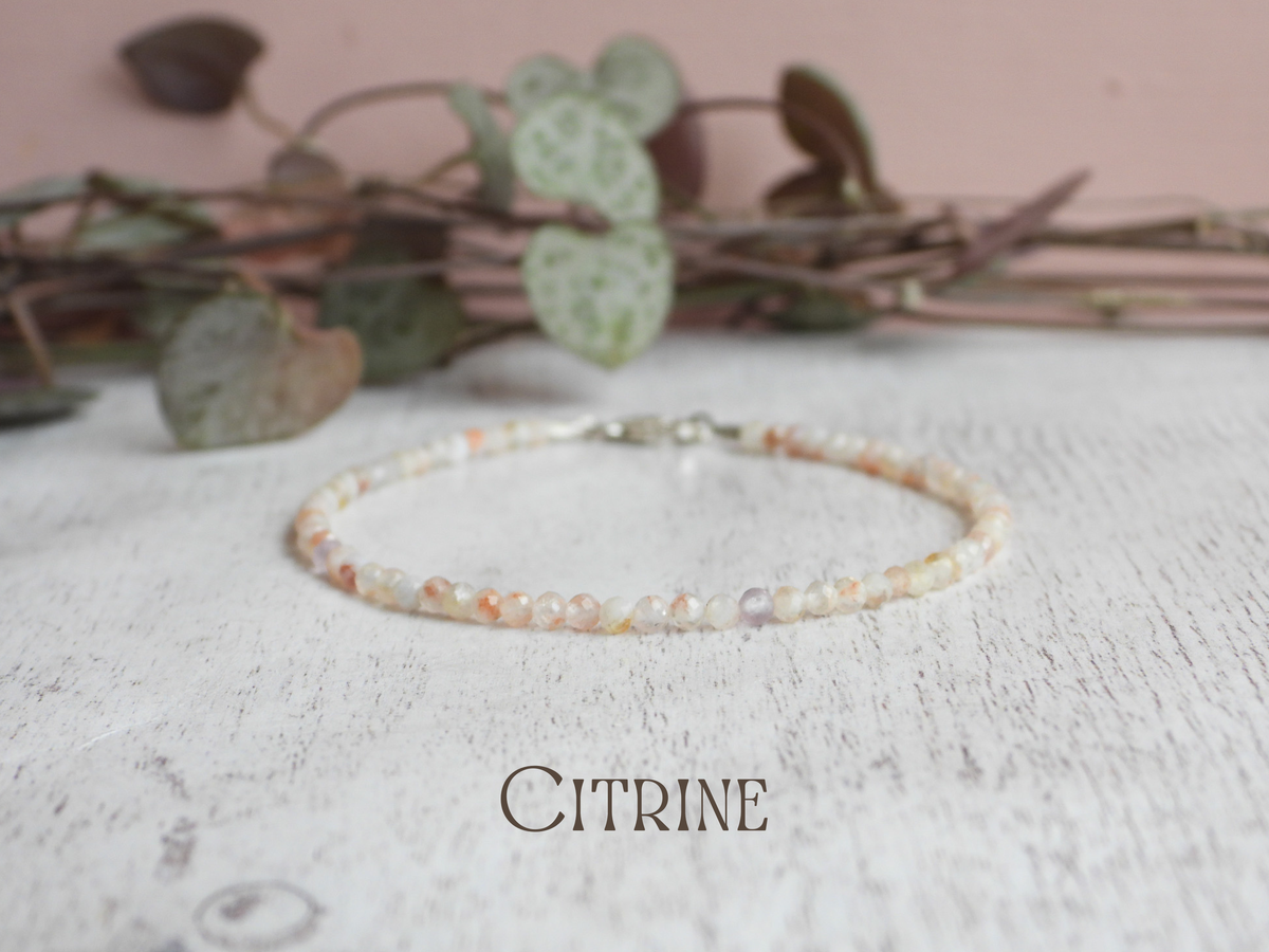 Dainty Citrine Gemstone Bracelet | Sterling Silver | Handmade