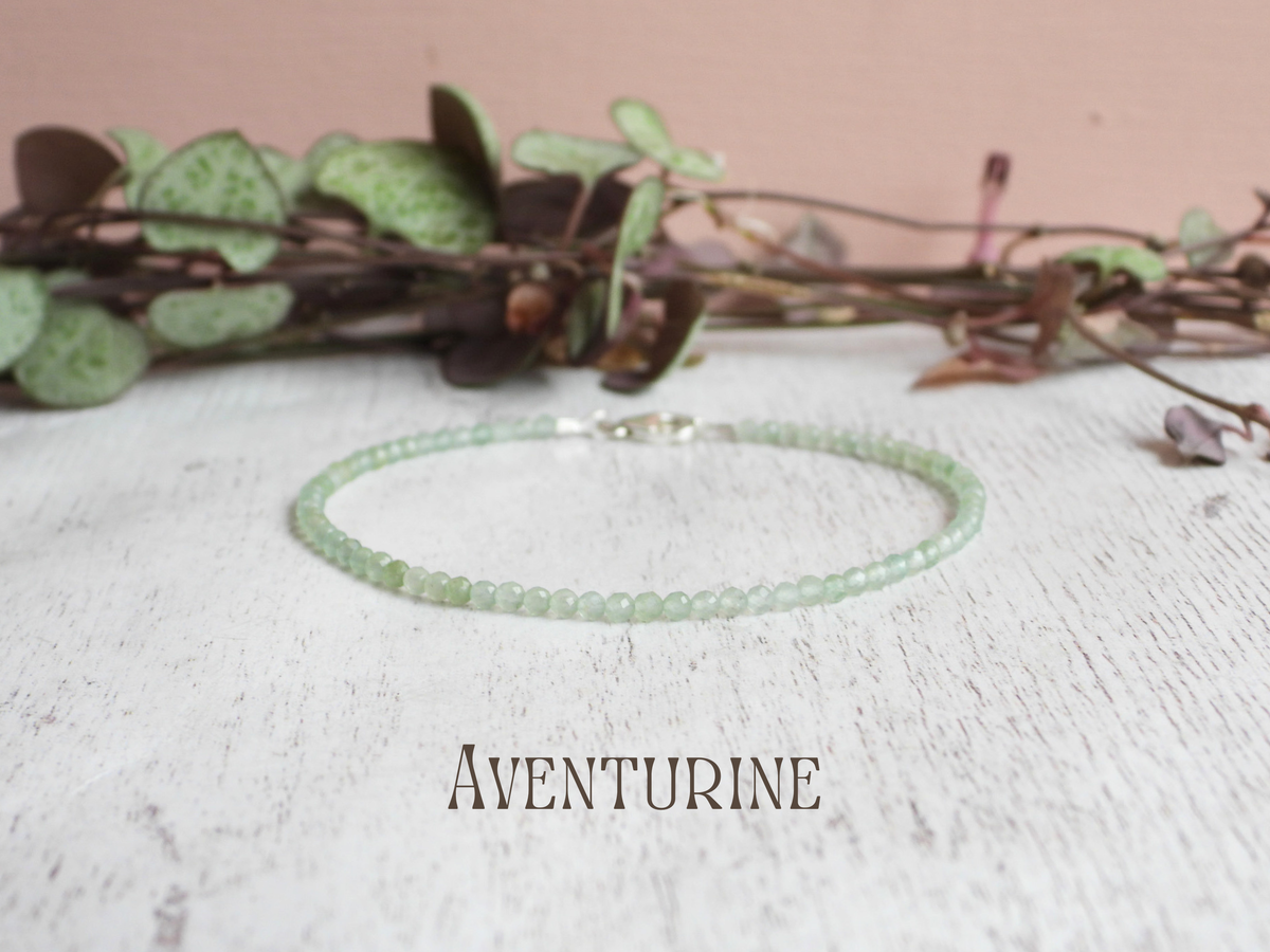 Dainty Gemstone Aventurine Bracelet | Sterling Silver | Handmade