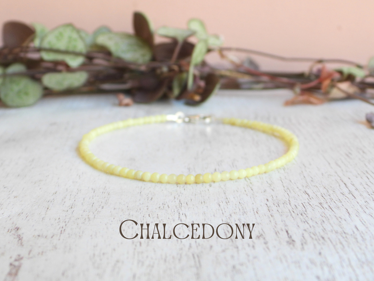 Dainty Chalcedony Gemstone Bracelet | Sterling Silver | Handmade