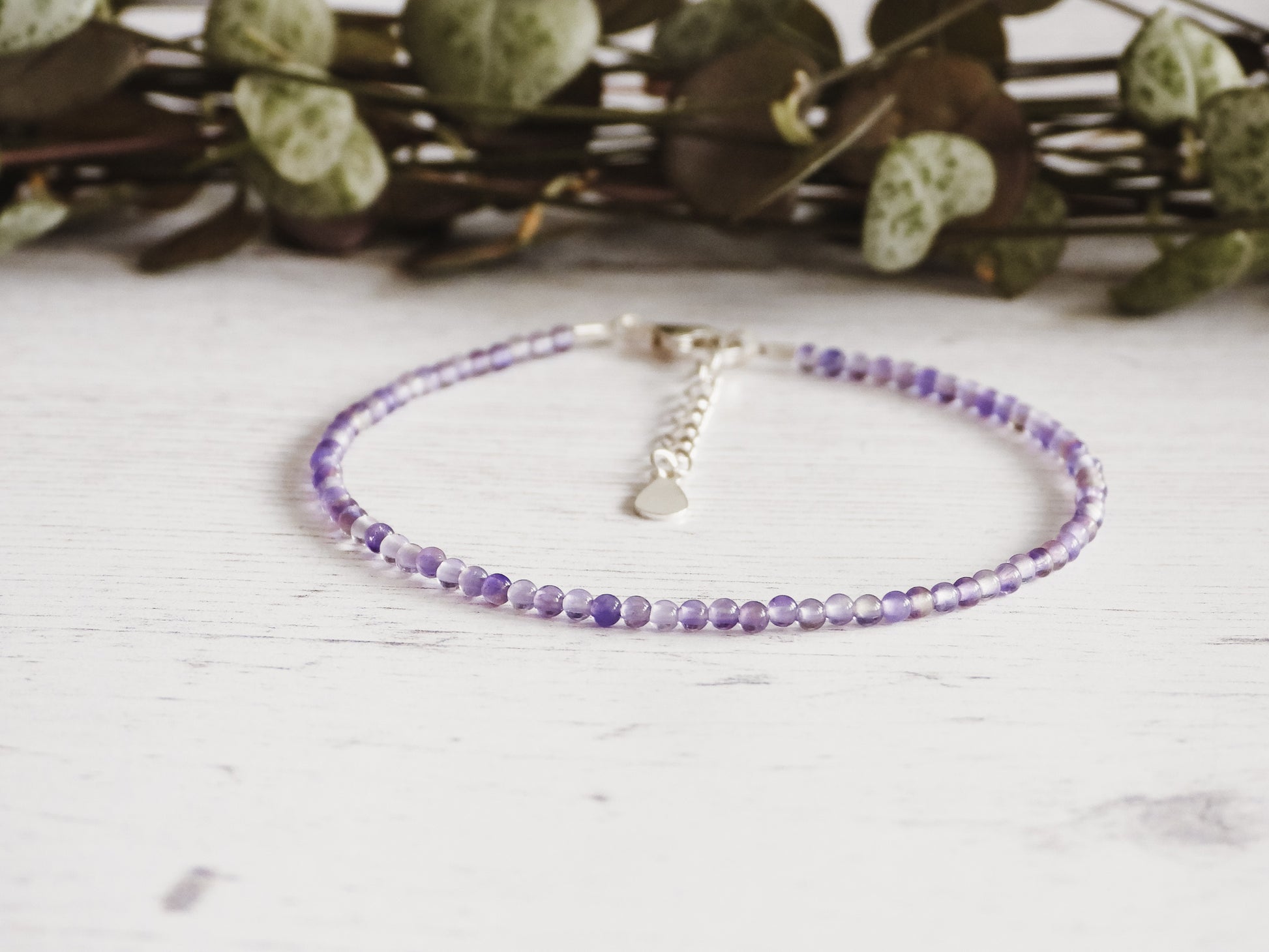 adjustable amethyst boho bracelet with extension chain