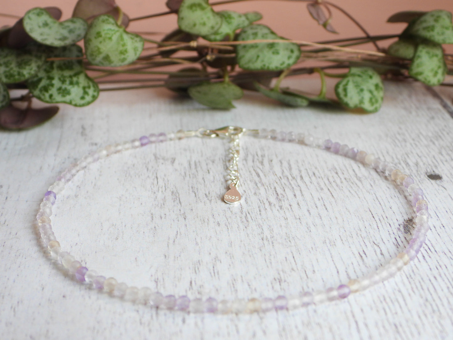 Dainty Ametrine "Balance & Connection" Gemstone Anklet | Faceted Beads
