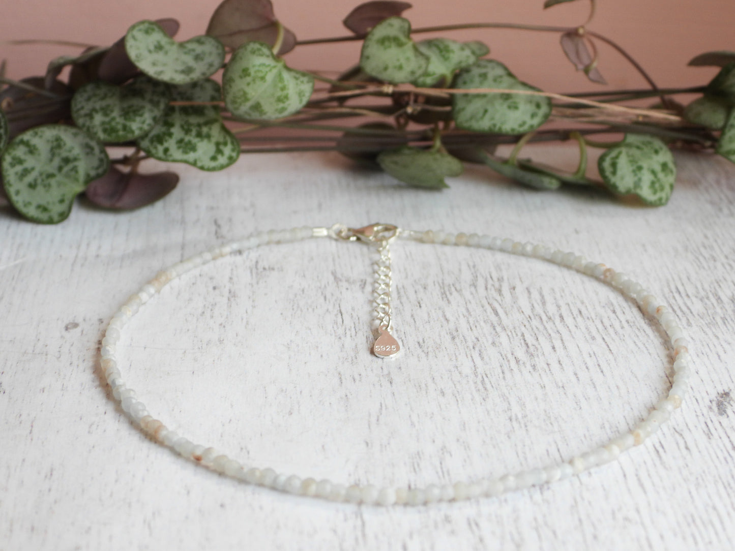 Dainty Angelite "Self Awareness" Gemstone Anklet | Faceted Beads