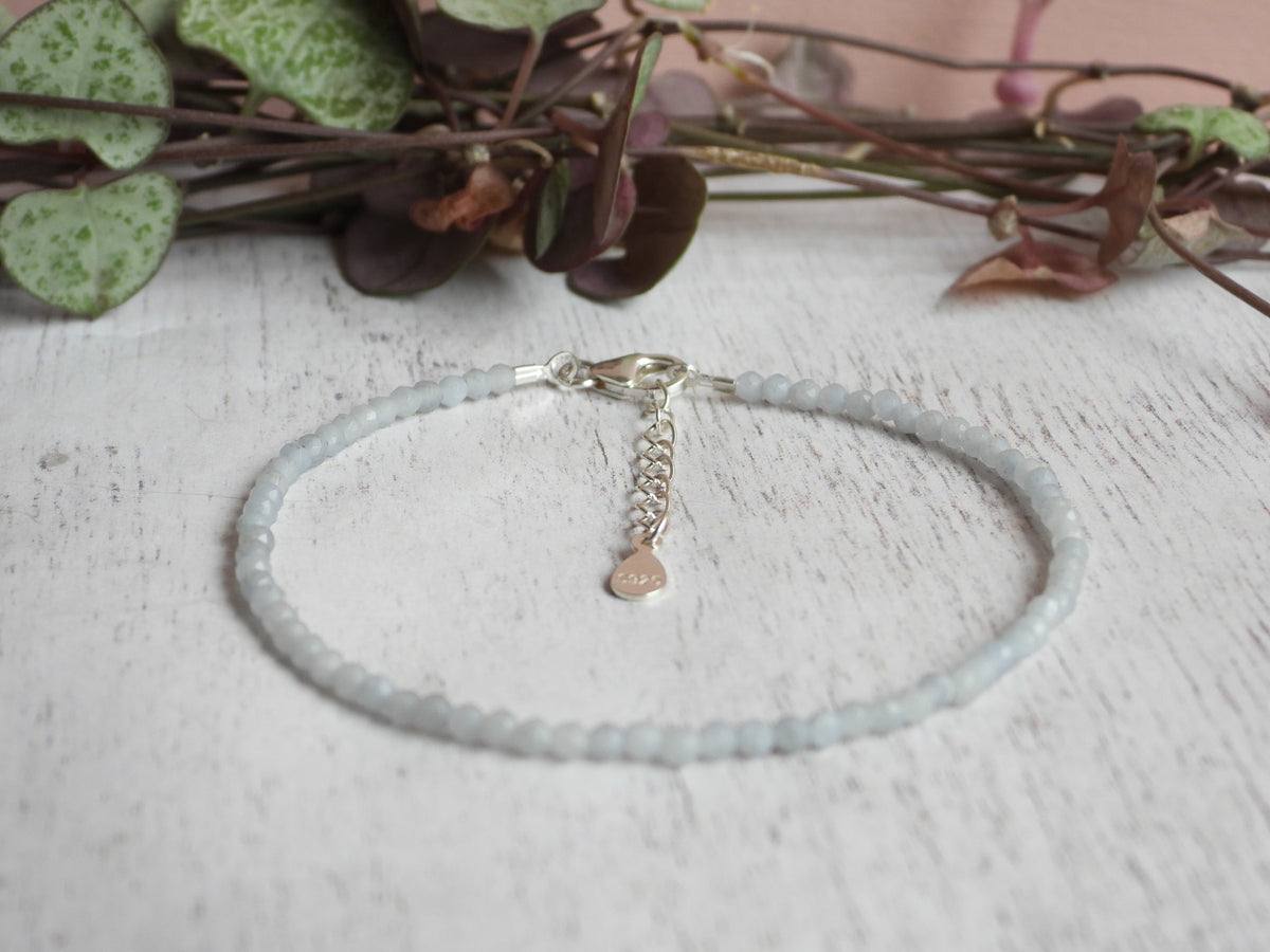Dainty Gemstone Angelite  Bracelet | Sterling Silver | Handmade