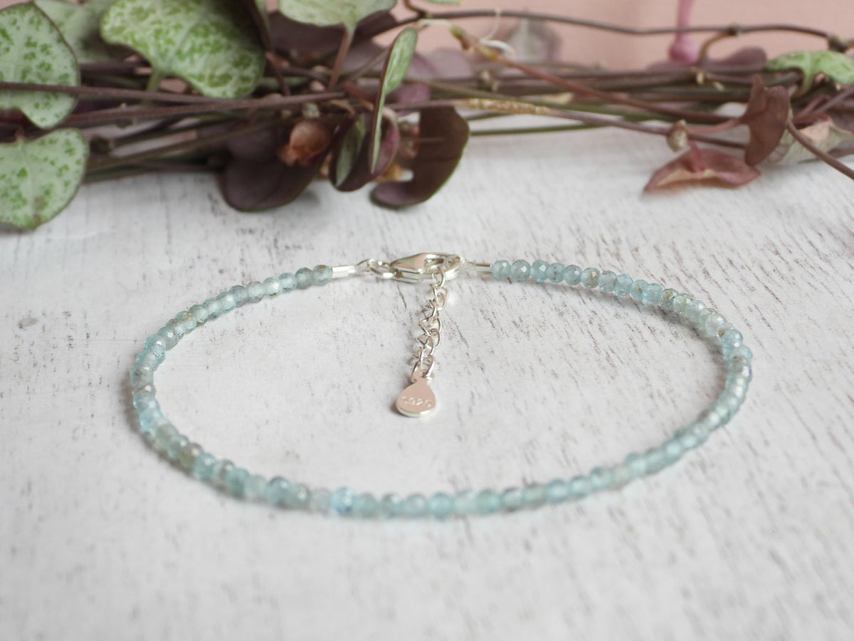 Dainty Gemstone Apatite Bracelet | Sterling Silver | Handmade