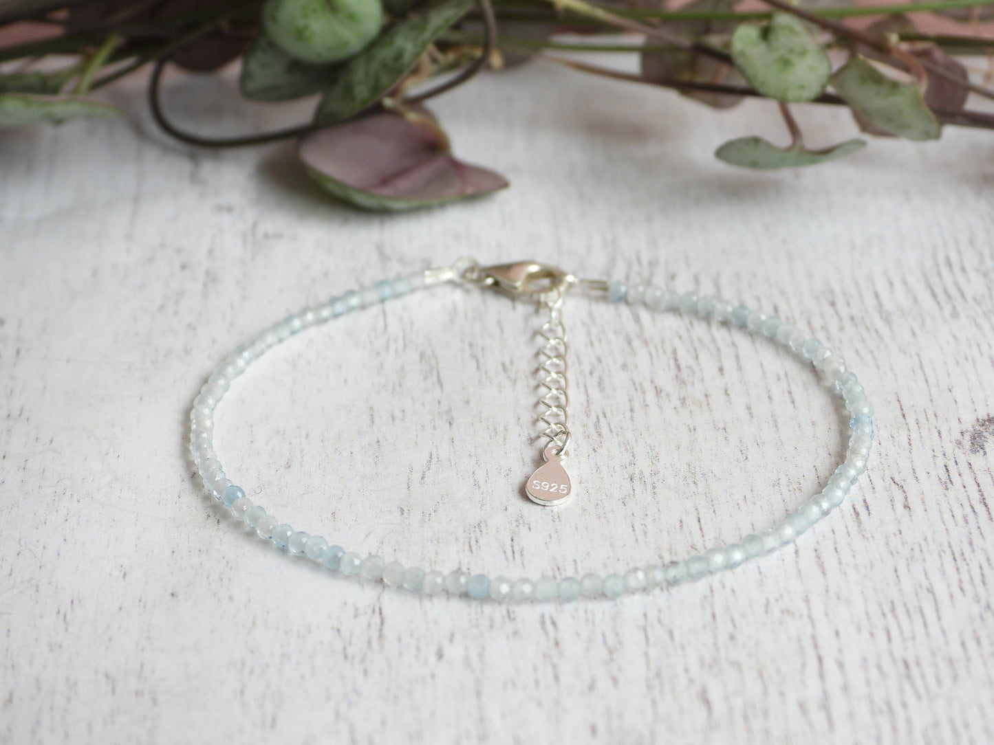 adjustable aquamarine march birthstone with sterling silver chain and clasp
